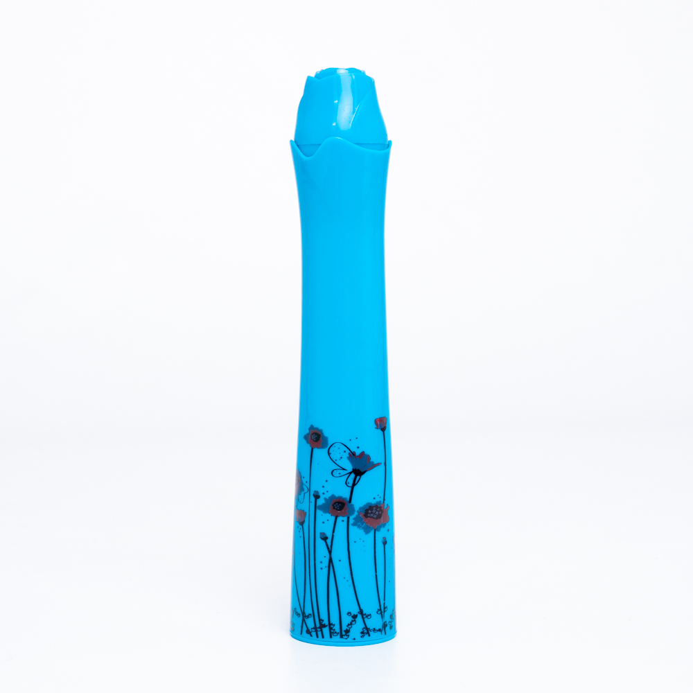 Rózsa alakú női esernyő váza kialakítású tokban kék színben