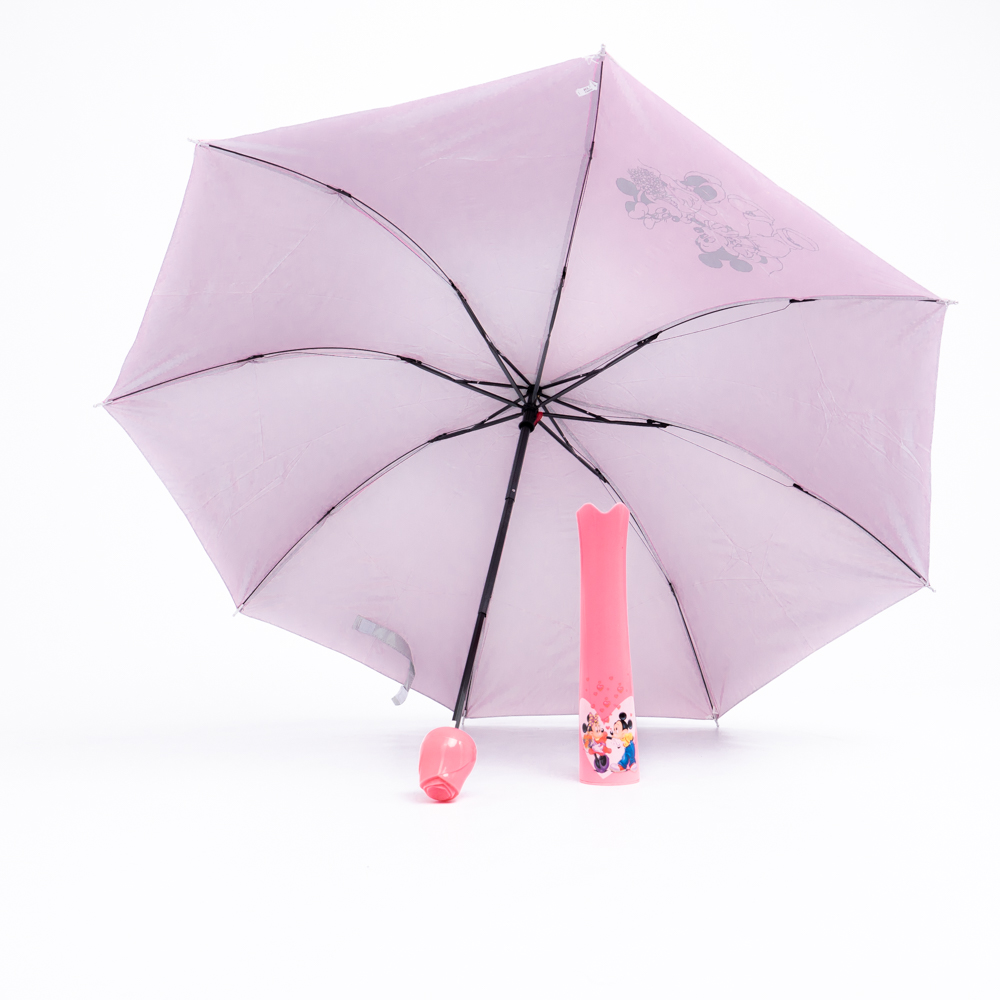Rózsa alakú női esernyő váza kialakítású tokban rózsaszín